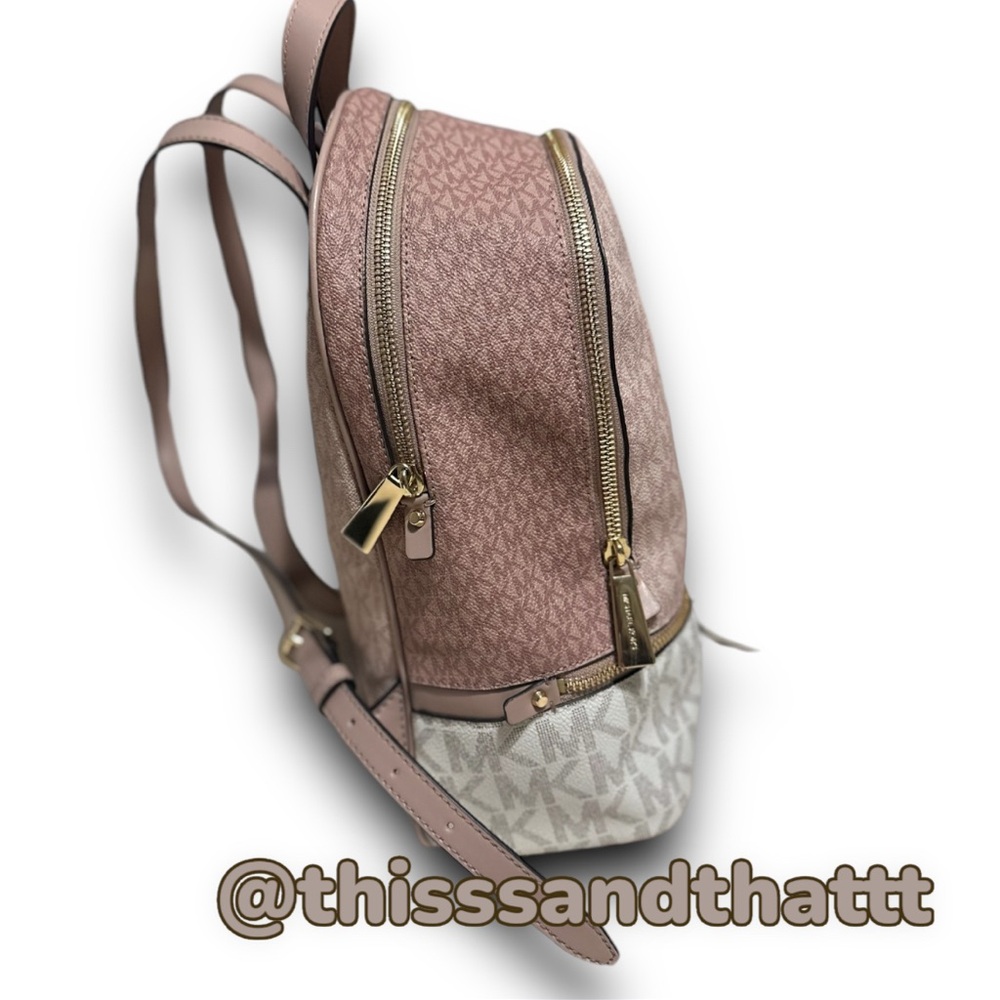 Authentic Michael Kors Rhea Medium Color-Block Logo Backpack - Picture 5 of 16